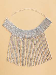 1 pieza Cadena de pierna con rhinestones, accesorio sexy para vestido de noche de mujer - Plateado - Ver 5