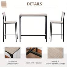 3 Pcs Table Stool Set Industrial Design W/ Metal Frame Oak Tone MDF Panels Minimal Compact Beautiful - Natural Wood Finish - View 5