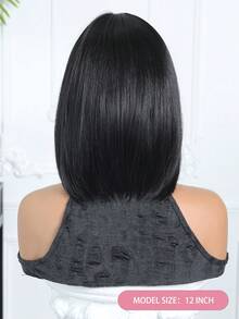 Tóc giả thẳng dáng bob bằng sợi tổng hợp dài 12 inch, màu đen với họa tiết tiền màu nâu nhạt, chịu nhiệt, thích hợp sử dụng hàng ngày, đi làm, đi học, hẹn hò, sinh nhật, Halloween, Giáng sinh, Lễ Tạ ơn, lễ hội âm nhạc, quà tặng phong cách Y2K cho bạn thân, chị gái, mẹ, bạn gái, trông tự nhiên, thoải mái, không cần keo, dễ đội. - màu nâu - Xem 5