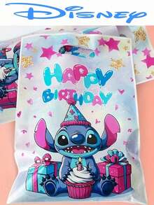 Hasbro 20 túi quà tặng chủ đề Lilo & Stitch, chất liệu nhựa, họa tiết Stitch xanh và thiên thần hồng, túi đựng kẹo, trang trí tiệc sinh nhật. - A - Xem 1