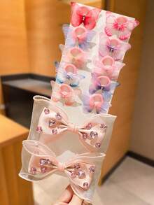 22个随机蝴蝶结发夹，闪亮渐变网纱蝴蝶装饰发饰，适合女性、女孩、舞蹈表演、派对、生日礼物 - 彩色 - 查看 5