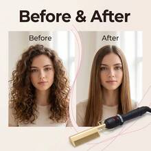 Máy duỗi và uốn tóc 2 trong 1, dụng cụ tạo kiểu tóc nhanh, mượt mà, thích hợp cho kỳ nghỉ lễ. - màu đen - Xem 4