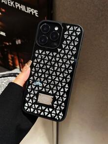 1 pieza Nuevo estuche protector de teléfono suave con cristales brillantes y patrón de rombos retro japonés de lujo para iPhone 17 Pro Max 2026 - Blanco - Ver 4