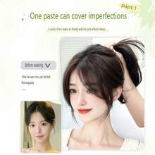 无需夹子的升级版魔术贴刘海假发片，轻薄假发片，可遮盖白发和秃顶，批发 - Dark Brown - 查看 8