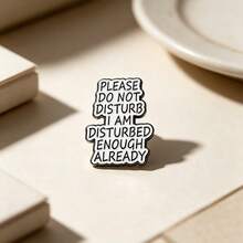 1PC Minimalist Introvert Text Enamel Pin - Featuring Relatable Sarcastic Mood Quotes With Smooth Enamel Finish On Sturdy Metal Frames, Unisex Metal Lapel Brooches For Backpack Decor Or Introvert Gift, Whimsical Daily Wear Fashion Accessory - Multicolor - View 9