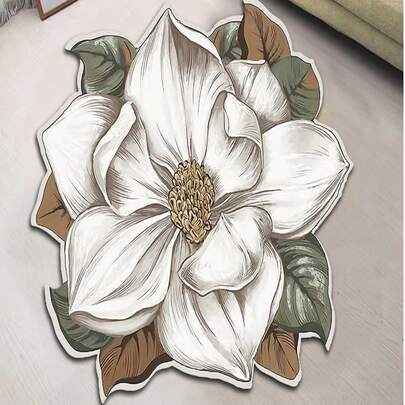 Tapete de veludo cristal com estampa floral irregular (1 peça), tapete antiderrapante para banheiro, tapete estilo chinês com flor de lótus para quarto, corredor e sala de estar.