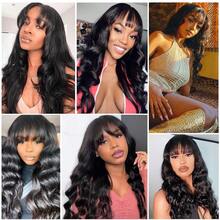 24-40 Inch Black Straight HD Lace Front Wigs Human Hair Wigs With Bangs For Women Straight Wear And Go Glueless No Lace Closure Wigs For Beginners Brazilian Virgin Human Hair Middle Part For Women - Body Wave - 查看 9