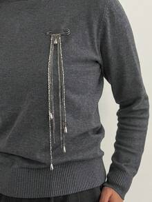 1枚金色水滴流苏别针胸针，优雅链条吊坠胸针，适合搭配外套和衬衫，男女皆宜的朋克风个性胸针 - 水滴胸針 - 查看 4