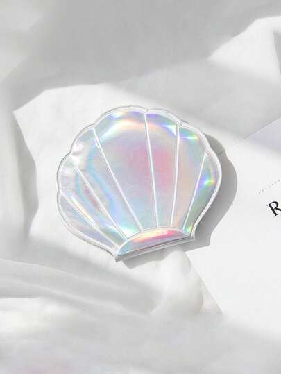 1pc Mini Foldable Shell Shaped Double-Sided Makeup Mirror, Portable Cosmetic Mirror, Y2K Mermaid Aesthetic Accessory, Summer Travel & Daily Essential, Mother's Day/Valentine's Day Gift For Her, Holiday Must-Have, Bedroom Decor, Affordable Household Item, Stocking Stuffer, Summer Treat