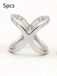 Clip de bufanda con anillo entrelazado dorado para mujer, broche versátil para vestido, clip de bufanda minimalista y liso en forma de cruz para el dobladillo de la ropa, clip de lujo multifuncional para prendas, regalo para ocasiones especiales - Dorado - Ver 6