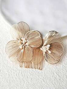 1pc Gold Butterfly Bridal Party Holiday Adult Hair Comb, Handmade Hair Accessory Suitable For Weddings - Gold - View 5