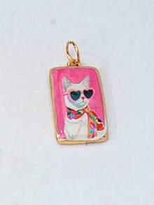 Collar ajustable de cuerda colorida con colgantes de esmalte intercambiables, colgantes de dibujos animados desmontables chapados en oro (patrones de gato, langosta, fruta, flor), set de joyas personalizables de verano para regalo - Multicolor - Ver 46