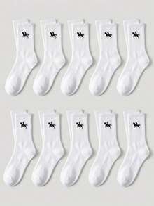 1/5/10 Pairs Men's Casual Solid Color Mid-Calf Socks, Soft Breathable Comfortable Non-Slip, Suitable For Daily Wear Or Outdoor Sports All Seasons - Multicolor - View 12