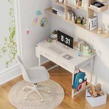 DLisiting Small White Desk With Fabric Drawers, 32" Long. It Doubles As A Dressing Table In The Bedroom, With Storage Drawers And Pockets, And Can Also Be Used As A Small Writing Desk In The Study, Perfect For Small Spaces. - trắng - Xem 8
