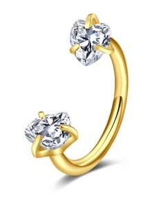 AVYRING 1Pc Stainless Steel Nose Ring With Heart & Very Shiny Cubic Zirconia – Available In Gold & Silver, Perfect For Daily, Party & Vacation – Women's Body Jewelry Accessory, Gift For Friend (1mm Post Thickness) - Multicolor - View 4