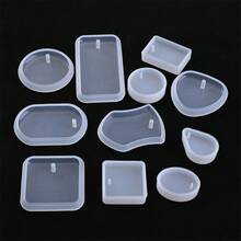6pcs Round/Rectangle Pendant Silicone Mold Set, Crystal Epoxy Resin Jewelry Making Casting Molds - 6pcs/set - View 10