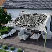 1pc Black & White Minimalist Mandala Bohemian Mandala Print Outdoor Sun Shade Cloth, Camping Canopy, Sun Shade For Garden, Patio, Beach, Camping, Outdoor Adventure, Picnic Mat (Poles Not Included) - Black and White Minimalist Mandala - View 7