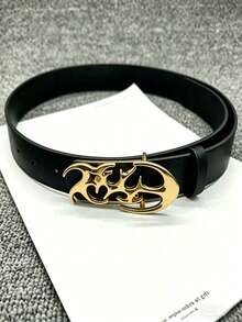 新款时尚Y2K风格镂空PU皮朋克腰带，男士配饰礼品或个人风格之选 - 黑色 - 查看 12