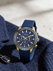 Gale Men's Navy Blue Chronograph Watch With Silicone Strap W0802G2 - Blue - View 1