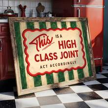 1pc Vintage Wall Art Poster -This Is A High Class Joint - Retro Striped Quotes Painting- Minimal Funny Funky - Preppy Emerald, Framed Or Unframed, Room/Home Decor, College Dorm Apartment Decor, Gifts For Wall Decor In Bedroom, Bathroom - A - View 4