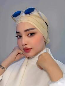 1pc Women's Classic Solid Color Elegant Instant Single-Layer Turban With Flowing Scarf, Fashion Elegant Long Flowing Scarf Hijab, Non-Slip Breathable Soft Modal Knitted Fabric Headscarf, Suitable For Daily Yoga, Sports, Outdoor Wear - Multicolor - View 9