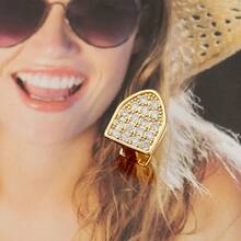 1件闪亮金属全锆嘻哈牙套，夜店闪耀配饰，男女通用 - 彩色 - 查看 10