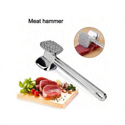 Stainless Steel & Aluminum Alloy Dual-Sided Meat Tenderizer Hammer - Perfect For Steak, Pork, Chicken Ideal For BBQs, Outdoor Picnics, Camping & Kitchen Use