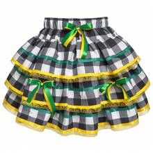 June Festival Skirt, Adult/Youth Cup, Countryside Checkered, Round Square Dance, Saint John's Day, Ruffles, Luxury - 黃色 - 查看 5