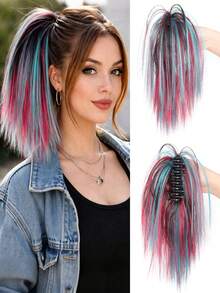 女士蝴蝶结发夹，公主头饰，假发，发夹，发卡，随意盘发，合成假发发夹 - 彩色 - 查看 9