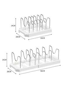 Cookware And Utensil Storage Rack - Ultimate Kitchen Storage Rack - Adjustable And Expandable Kitchen Cabinet Storage Rack, White Metal Pot Rack, Telescopic Dish Drying Rack, For Storing Plates, Bowls And Kitchenware, Space-Saving Design, With Non-Slip Foot Pads, Easy Installation Without Tools, Multi-Functional Kitchen Storage Solution, Perfect For Small Kitchens And Apartments. - Multicolor - View 14