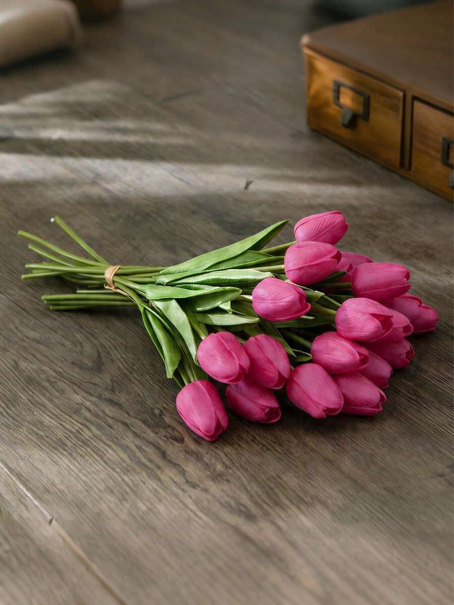 20 bông hoa tulip màu hồng tím nhân tạo, thích hợp trang trí ngày Valentine, trang trí đám cưới, trang trí nhà cửa, phòng ngủ, phòng khách, tiệc sinh nhật. - Hồng nhạt - Xem 1