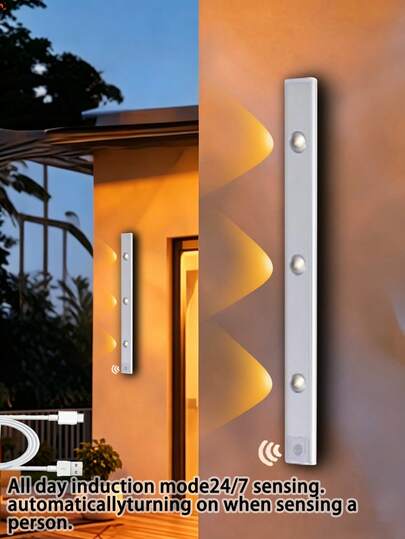 Cat's Eye Outdoor Long Strip Motion Sensor Wall Light,20cm/30cm/40cm/50cm LED Cabinet Lights With Motion Sensor And 3-Color Dimming, Ultra-Thin Smart Kitchen Countertop Lights