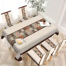 Set Of 1 Piece/2 Pieces/4 Pieces/6 Pieces/8 Pieces/36 Pieces Chair Covers Designed With Retro National Style Geometric Patchwork Vertical Strip Pattern, High Elasticity Fully Wrapped Washable Soft Protective Covers, Adopted 2D Flat Printing Technology, Easy To Install And Clean. Suitable For Indoor Home Decoration, Dining Occasions, Gatherings, Restaurants, Parties And Hotels As Decorative Chair Covers, And They Can Also Be Used As Exquisite Gifts. - Multicolor - View 8