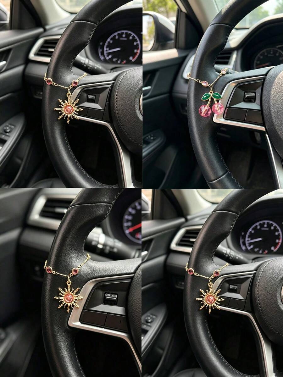 Decoración colgante para auto con cerezas y girasoles - A - Ver 1