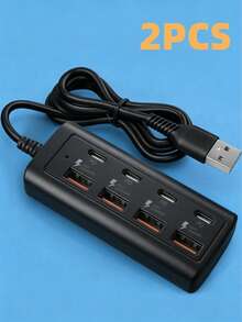 Durcord 8端口USB+Type-C扩展坞，8合1 USB集线器带开关，便携式分线器适配器，适用于电脑、笔记本电脑、手机、U盘、鼠标、读卡器、键盘、游戏设备、MP3播放器、硬盘等。 - 多色-8合1 - 查看 14