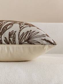 1pc Brown (No Filling) Vintage Floral Pattern Throw Pillow Cover, Fashionable Retro Comfortable Jacquard Chenille Fabric + Faux Cashmere Decorative Pillow Case, Suitable For Daily Home Decor, Sofa, Bed, Bedroom, Gifts, Holiday Decoration, All Seasons - Brown - View 5