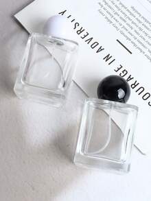 TSA 50ml 厚底方形玻璃香水噴霧瓶，黑白亮面球形瓶蓋，防漏可重複填充旅行容器，附贈 3 合 1 填充工具，超細霧便攜香水化妝水分裝瓶 - 彩色 - 查看 2