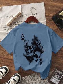 1pc Tween Boy Graphic Print Short Sleeve T-Shirt, Student Youth Clothing, Summer Gift For Kids - Dusty Blue - View 2