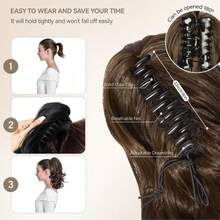 14" Curly Wavy Ponytail – Claw Clip Synthetic Hair, Highlight Blonde Layered High Volume, Easy Install For Daily/Party/Formal - Multicolor - View 3