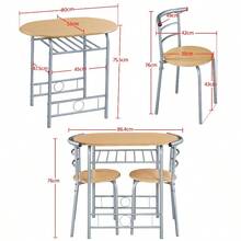Costoffs 3 Piece Dining Table Set Modern Kitchen Table Set Space Saving Table And 2 Chairs Set With Steel Legs/Storage Rack For Kitchens/Balconies/Bedrooms/Apartments/Cafés, Natural/Drift Brown/White - Natural - View 8