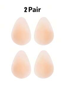 2pcs Women Silicone Solid Color Minimalist Invisible Reusable Nipple Covers, Comfortable Seamless Suitable For Dresses & Gowns - Multicolor - View 8