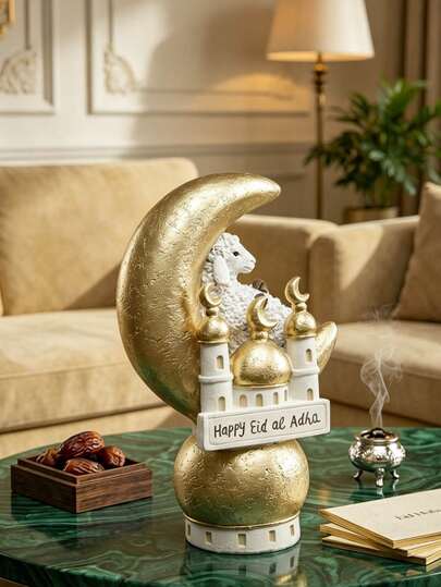 Đồ trang trí Eid Al Adha bằng nhựa: Hình tượng Ram và Nhà thờ Hồi giáo Vàng tinh tế, hoàn hảo cho trang trí nhà cửa trong dịp lễ hội Hồi giáo, điểm nhấn trên bàn phòng khách, quà tặng cho bạn bè Hồi giáo, vật trang trí Eid đang thịnh hành.