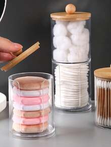Hộp đựng tăm bông tròn hai lớp 2 trong 1, hộp đựng bông tẩy trang, hộp đựng trang sức và mỹ phẩm để bàn trong suốt. - trong suốt - Xem 4