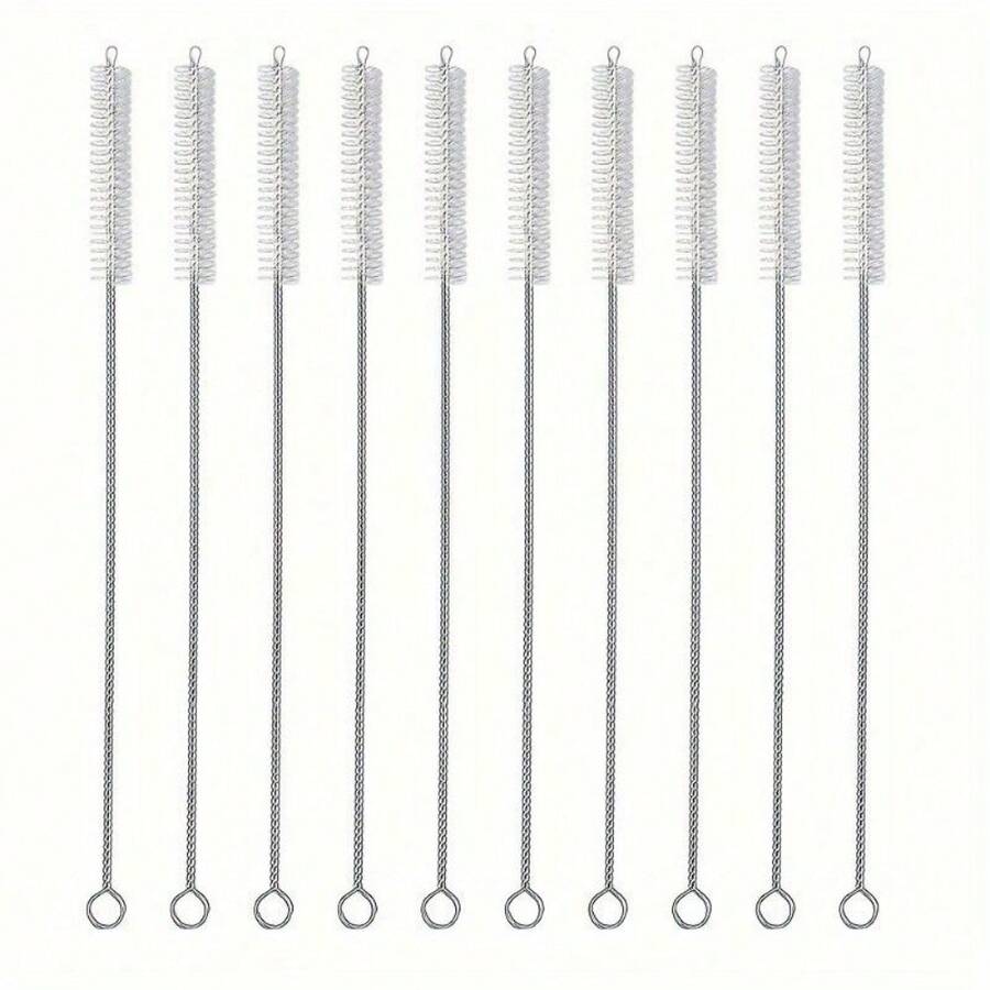 5/10pcs Bendable Stainless Steel Straw Cleaning Brush, Cup Brush, Thin Tube Straw Brush, Long Pipe Brush, Pipeline Dredging Brush, Small Straw Brush, Long Bottle Brush, Kitchen Cleaning Brush, Cleaning Supplies Christmas Supplies - 10 PCS - 查看 1