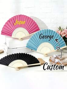 Éventail pliable à main personnalisable, Éventail DIY classique, Parfait pour les mariages, les enterrements de vie de jeune fille, les anniversaires, les travailleurs pour la fête des mères, pour la fête des pères - Multicolore - Voir 2