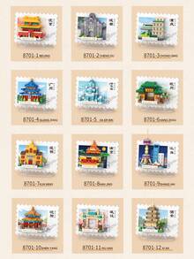 Bộ 1208 mảnh ghép hình bưu thiếp du lịch, nam châm dán tủ lạnh, bộ ghép hình 12 trong 1, khối xây dựng phong cảnh du lịch tự làm, khối xếp hình, món quà ngày lễ tuyệt vời nhất, quà lưu niệm sưu tầm. - Nhiều màu - Xem 3