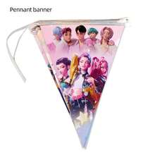 1件装 K-Pop 恶魔猎人系列三角旗装饰套装，2种颜色可选（粉色或蓝色），随机款式派对装饰，生日庆祝三角旗 - 彩色 - 查看 7