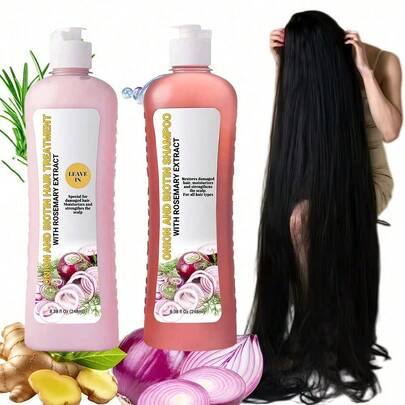 Set de champú y acondicionador - Fórmula triple con biotina, romero y cebolla - Contiene queratina vegetal y aceite de argán como ingredientes clave - Abundante espuma, fácil de enjuagar - Elimina la caspa suelta - Fortalece el cabello - Repara las puntas abiertas - Restaura el cabello seco/dañado - Aumenta el volumen y el brillo - Solución 3 en 1 para el cuidado del cabello - Imprescindible para viajar - 2 piezas * 250 ml