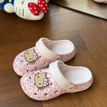 SANRIO 三丽鸥豹纹卡通拖鞋 夏季新款薄底透气防滑沙滩拖鞋 舒适时尚闭趾套脚鞋 - 女款拖鞋 - 查看 4