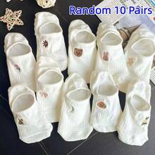 5/10 Pairs White Ankle Socks For Women, Thin Summer Low-Cut Invisible Socks - White - View 7